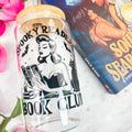Spooky Readers Book Club Glass Cup | Clear Tumbler with Bamboo Lid and Optional Glass Straw Upgrade for Halloween Book Lovers