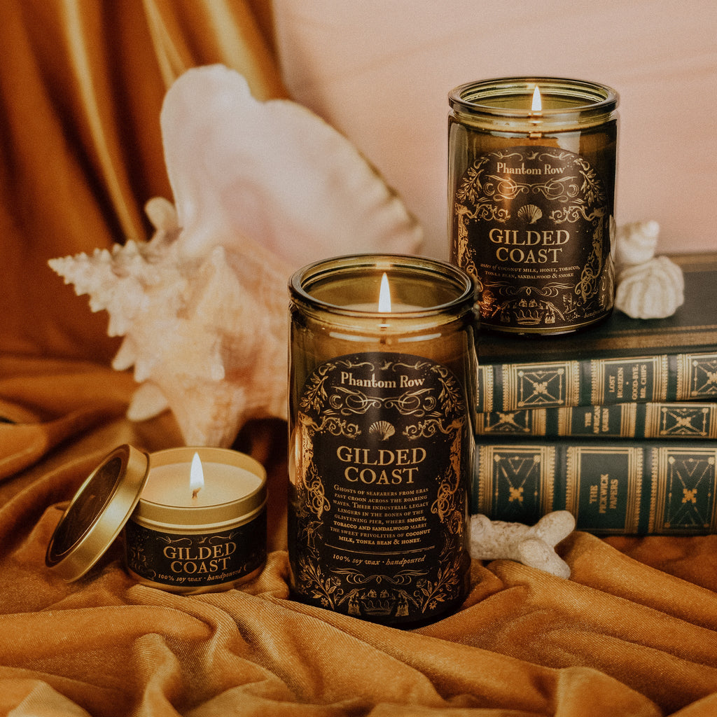 Gilded Coast Soy Candle – Sandalwood, Tobacco & Honey | Dark Academia Home Decor