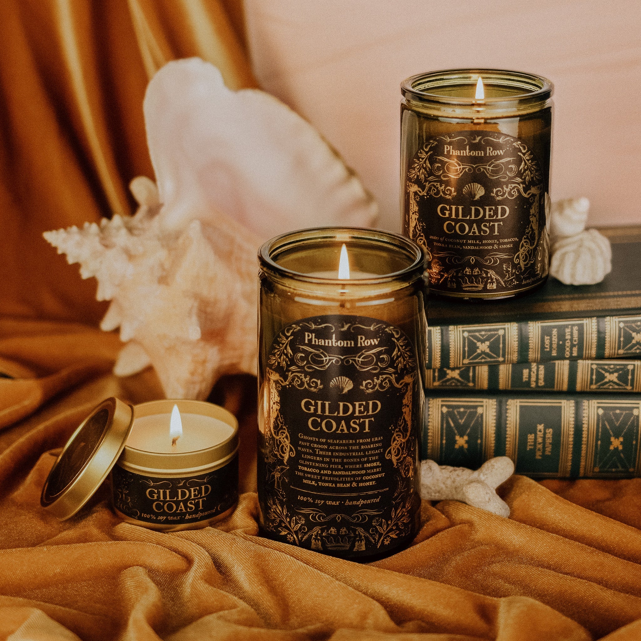 Gilded Coast Soy Candle – Sandalwood, Tobacco & Honey | Dark Academia Home Decor