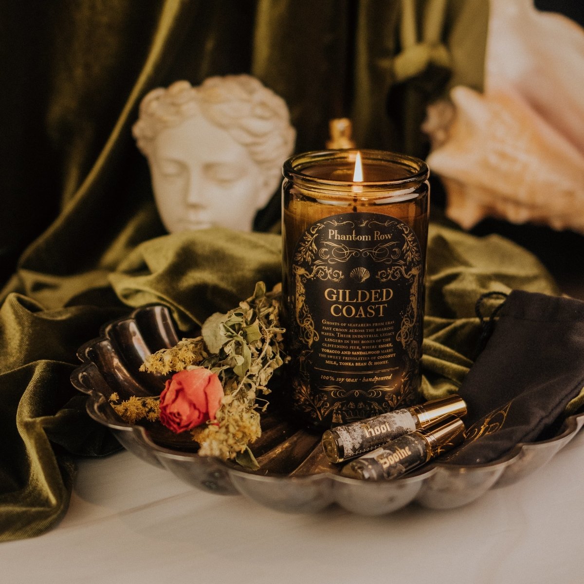 Gilded Coast Soy Candle – Sandalwood, Tobacco & Honey | Dark Academia Home Decor