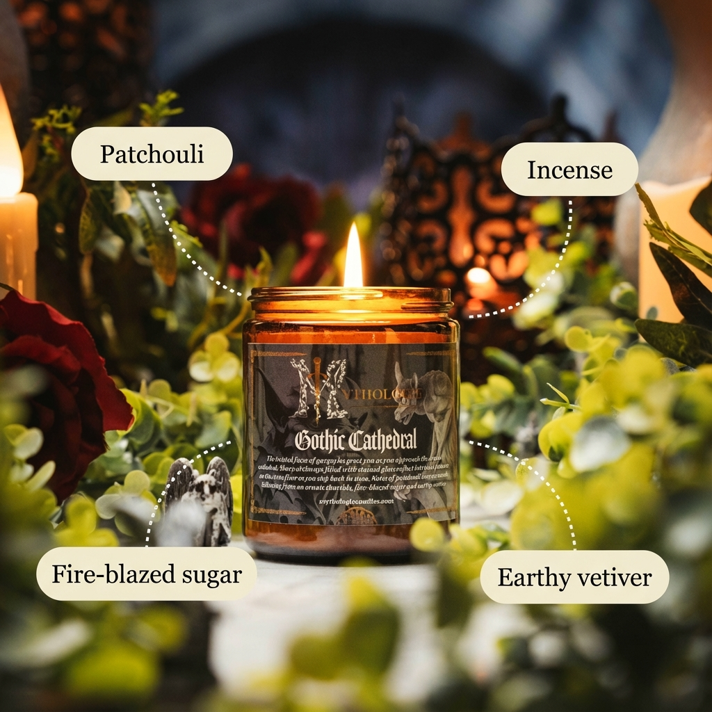 Gothic Cathedral Soy Candle – Patchouli, Incense & Vetiver | Dark Home Decor Gift