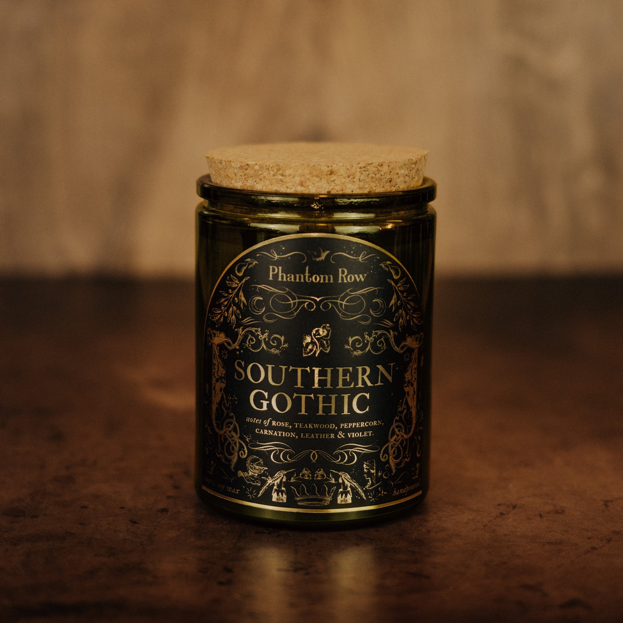 Southern Gothic Soy Candle – Rose, Teakwood & Leather | Moody Home Fragrance Gift