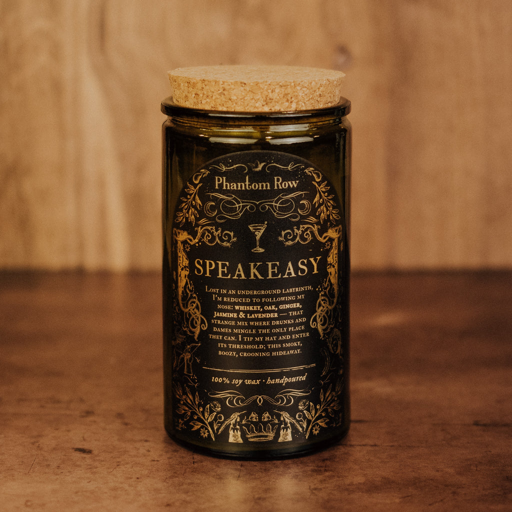 Speakeasy Soy Candle – Whiskey, Jasmine & Oak | Gothic Gift for Her, Dark Home Decor