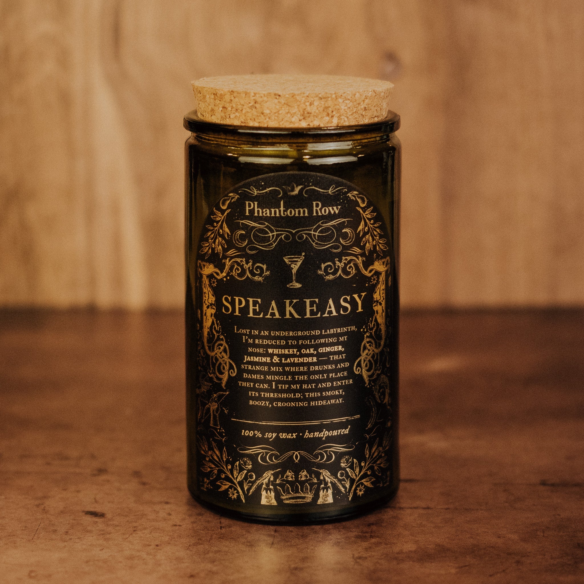 Speakeasy Soy Candle – Whiskey, Jasmine & Oak | Gothic Gift for Her, Dark Home Decor