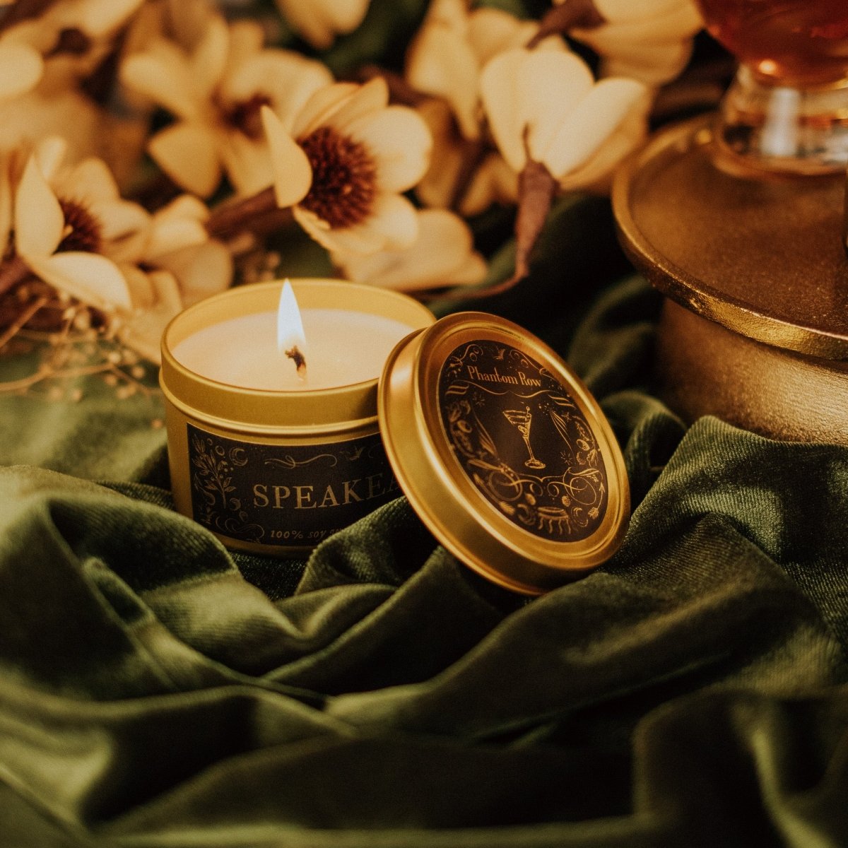 Speakeasy Soy Candle – Whiskey, Jasmine & Oak | Gothic Gift for Her, Dark Home Decor