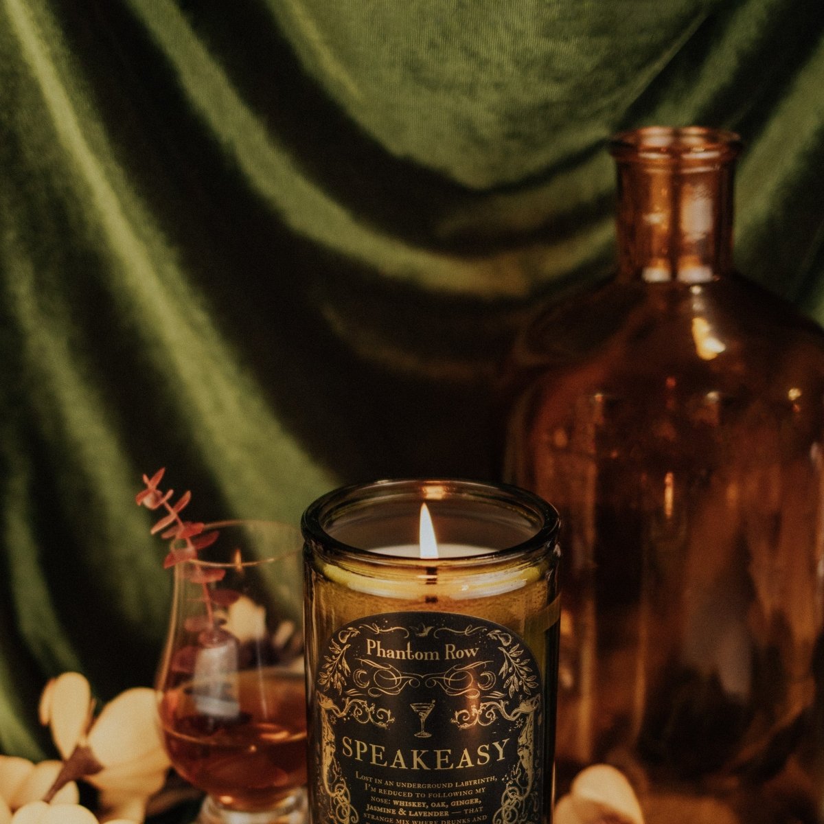 Speakeasy Soy Candle – Whiskey, Jasmine & Oak | Gothic Gift for Her, Dark Home Decor