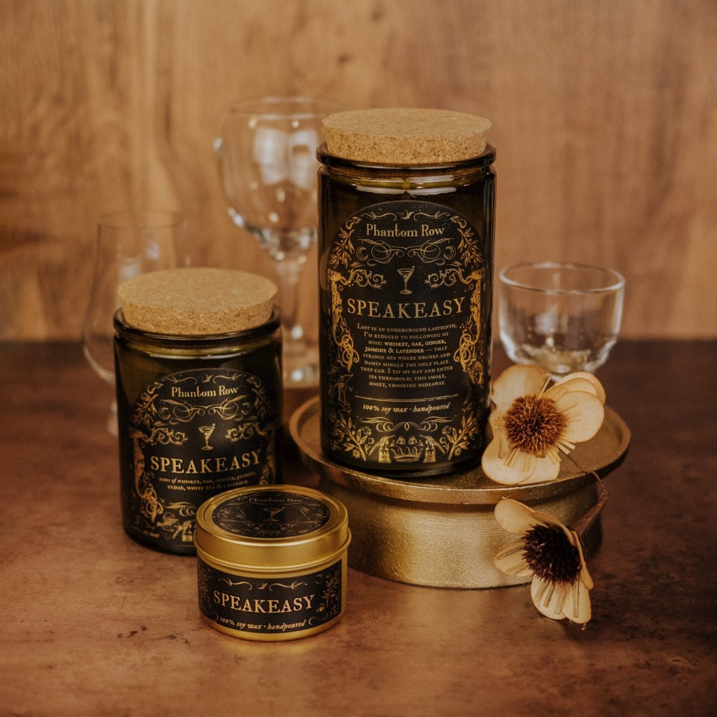 Speakeasy Soy Candle – Whiskey, Jasmine & Oak | Gothic Gift for Her, Dark Home Decor